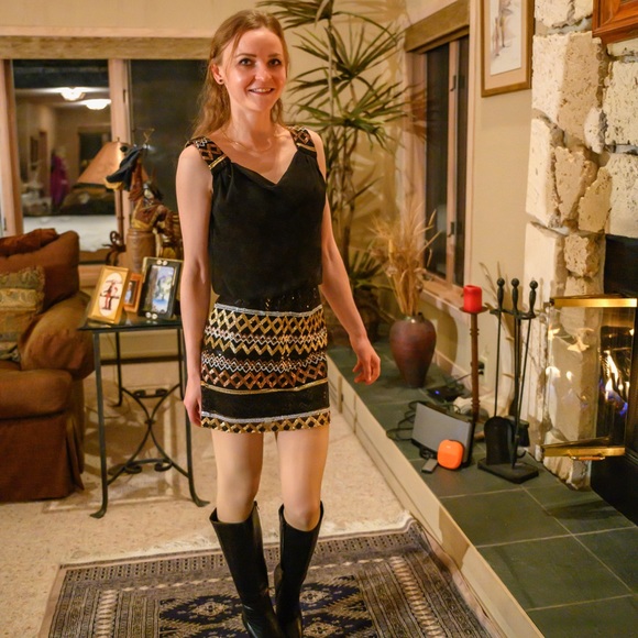 B Darlin Sequin Black Mini Dress - Picture 2 of 2